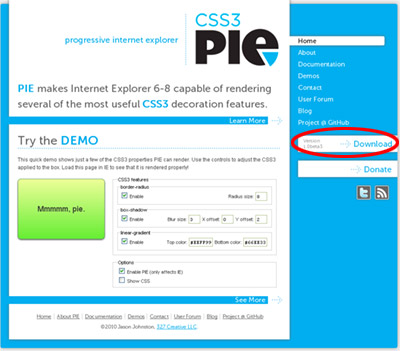 CSS3 PIEをダウンロード